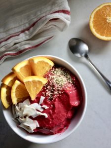 Ruby Red Smoothie Bowl with Strawberry, Orange, and Beet